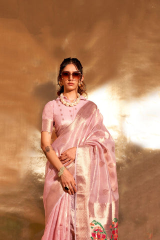 Pink Paithani Zari Tissue Saree_Kumari Sarees