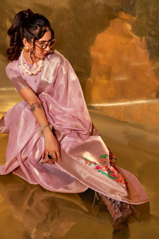 Pink Paithani Zari Tissue Saree_Kumari Sarees