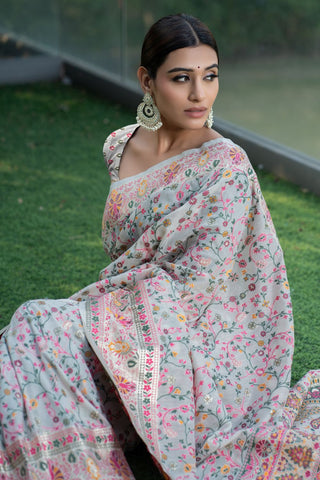 Pure White Soft Modal Silk Saree