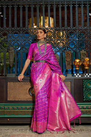 Purple Pure Satin Handloom Weaving Saree_Kumari sarees
