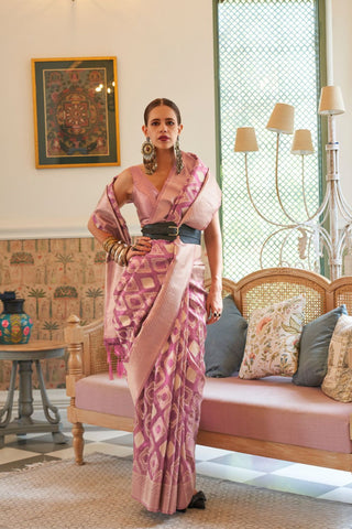 Purple Tissue Zari Handloom Weaving Saree_Kumari Sarees