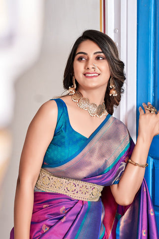 Purple Soft Peshwai Paithani Silk Saree_Kumari Sarees