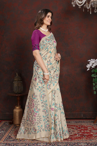 Purple Pure Jamdani Mulmul Cotton Saree_Kumari Sarees
