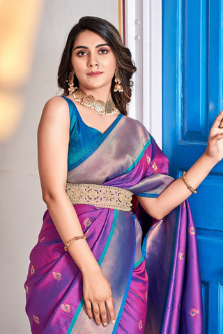 Purple Soft Peshwai Paithani Silk Saree_Kumari Sarees