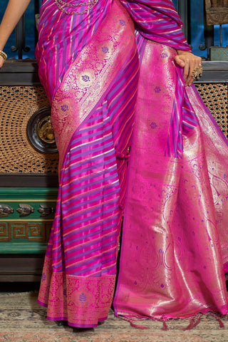 Purple Pure Satin Handloom Weaving Saree_Kumari sarees