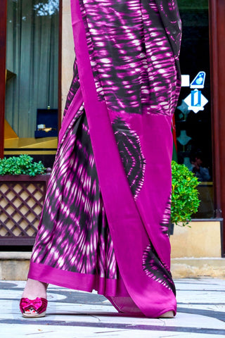 Purple Satin Crepe Saree_Kumari Sarees