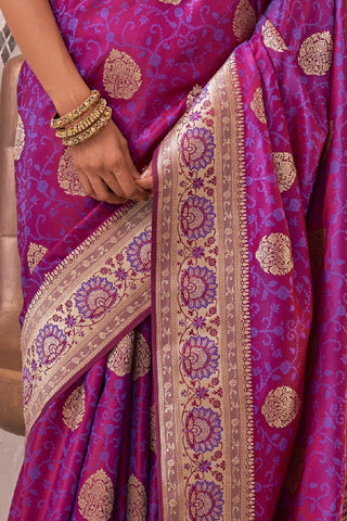 Purple Pure Satin Weaving Silk Saree_Kumari Sarees