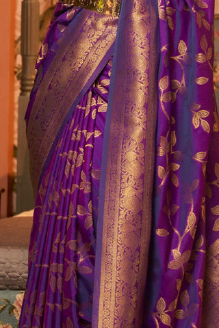 PURPLE NYLON CHINON TWO - TONE WEAVING SAREEz