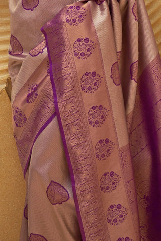 Purple Nylon Two Tone Handloom Weaving Saree_Kumari Sarees