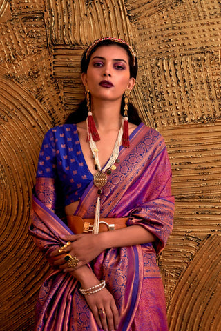 Purple Handloom Weaving Silk Saree_Kumari Sarees
