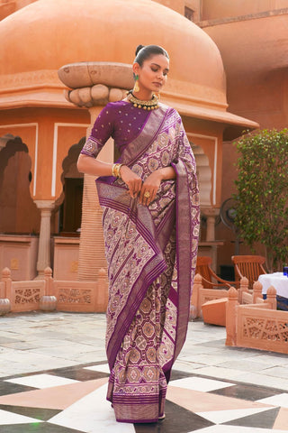 Purple Banarasi Patola Silk Saree