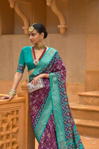 Purple Banarasi Patola Silk Saree_Kumari Sarees