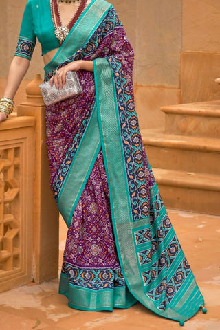 Purple Banarasi Patola Silk Saree_Kumari Sarees