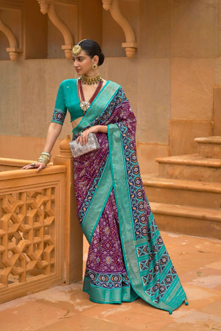 Purple Banarasi Patola Silk Saree_Kumari Sarees