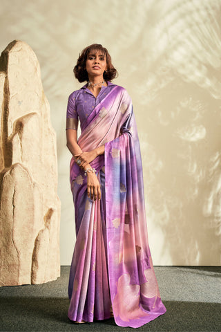 Purple Handloom Khadi Silk Saree_Kumari Sarees