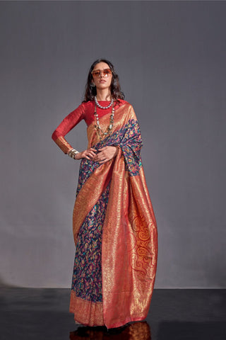 Purple Kashmiri Handloom Saree_Kumari Sarees