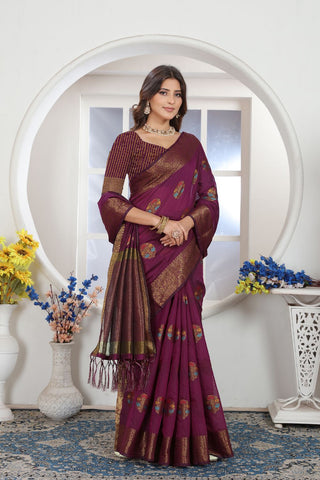 Purple Chanderi Cotton Saree_Kumari Sarees