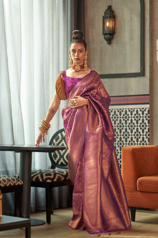 PURPLE  KANJEEVARAM HANDLOOM SILK SAREE