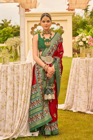 Red Banarasi Patola Silk Saree_Kumari Sarees
