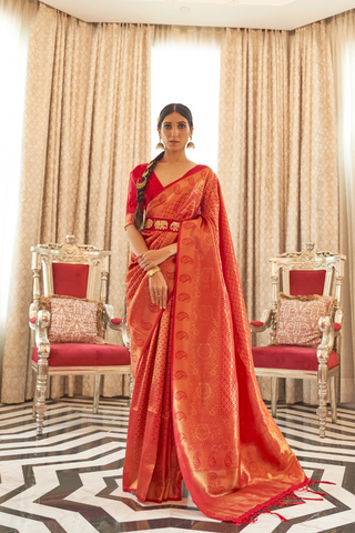 RED KANJEEVARAM HANDLOOM SILK SAREE