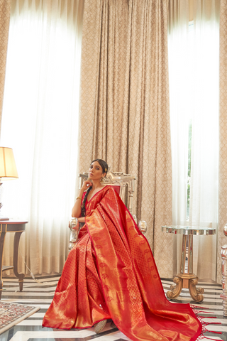 RED KANJEEVARAM HANDLOOM SILK SAREE