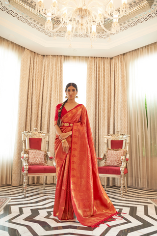 RED KANJEEVARAM HANDLOOM SILK SAREE