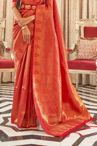 RED KANJEEVARAM HANDLOOM SILK SAREE