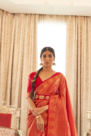 RED KANJEEVARAM HANDLOOM SILK SAREE
