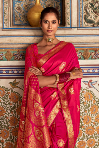Red Satin Silk Saree_Kumari Sarees