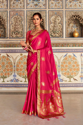 Red Satin Silk Saree_Kumari Sarees