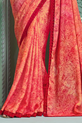 RED CRYSTAL CHIFFON SAREE