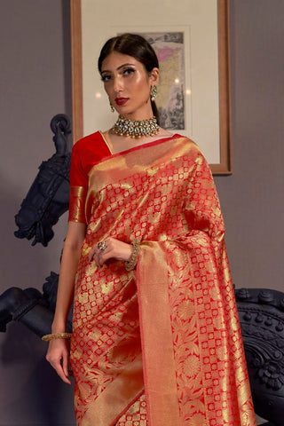RED KANJEEVARAM HANDLOOM SILK SAREE