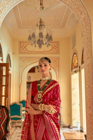Red Banarasi Patola Silk Saree_Kumari  Sarees