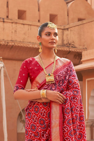 Red Banarasi Patola Silk Saree_Kumari Sarees