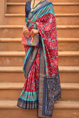 Red Banarasi Patola Silk Saree_Kumari Sarees