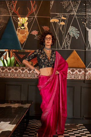 Red Woven Pure Viscose Saree_Kumari Sarees