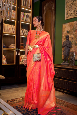 Red Handloom Weaving Silk Saree_Kumari Sarees