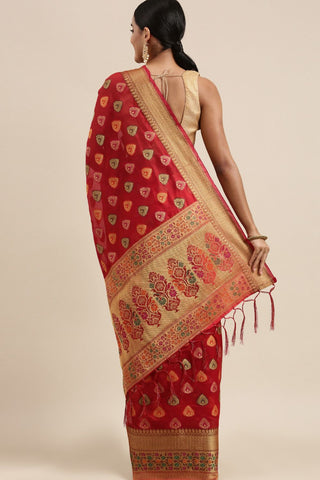 Red Kanjeevaram Organza Saree_Kumari Sarees