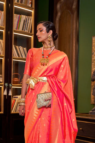 Red Handloom Weaving Silk Saree_Kumari Sarees