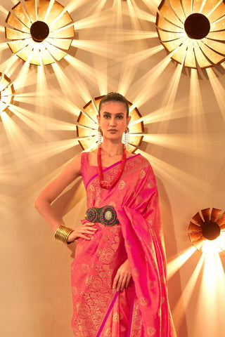 Red Chaap Handloom Weaving Silk Saree_Kumari Sarees