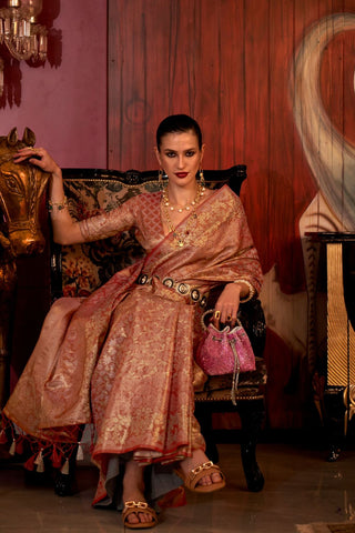 Red Zari Basi Handloom Weaving Silk Saree_Kumari Sarees
