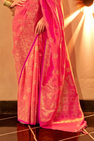 Red Chaap Handloom Weaving Silk Saree_Kumari Sarees