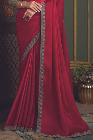 RED SOFT GLASS SILK SAREE