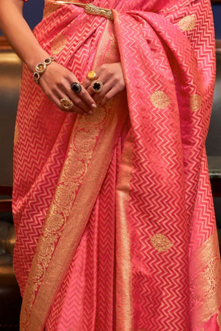 Red Pure Satin Weaving Silk Saree_Kumari Sarees