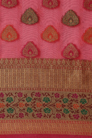 Red Kanjeevaram Organza Saree_Kumari Sarees