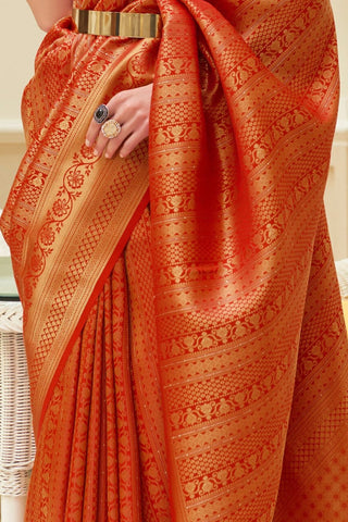 Red Sequins Handloom Weaving Saree_Kumari Sarees