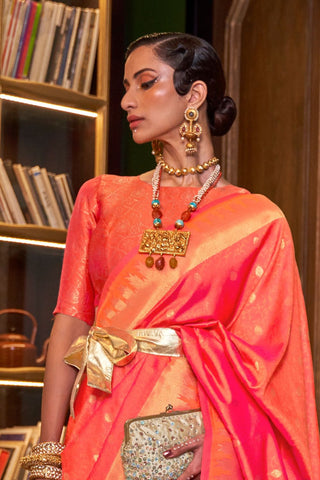 Red Handloom Weaving Silk Saree_Kumari Sarees