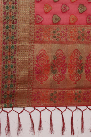Red Kanjeevaram Organza Saree_Kumari Sarees