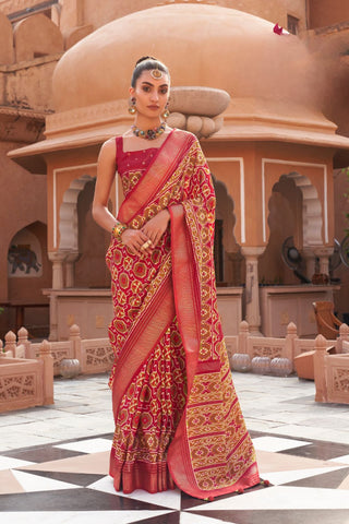 Red Banarasi Patola Silk Saree_Kumari Sarees
