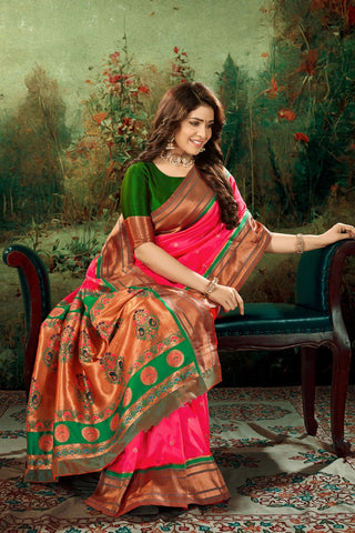 Red Soft Peshwai Paithani Silk Saree_Kumari Sarees